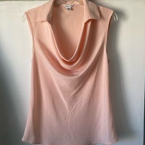 Calvin Klein Blush Pink Cowl Neck Sleeveless Blouse Size: S